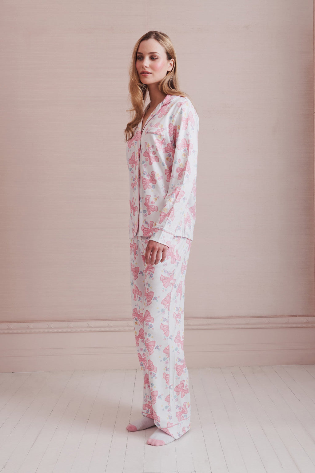 LoveShackFancy x Roller Rabbit Doily Beux Women's Long Sleeve Polo Pajama Set