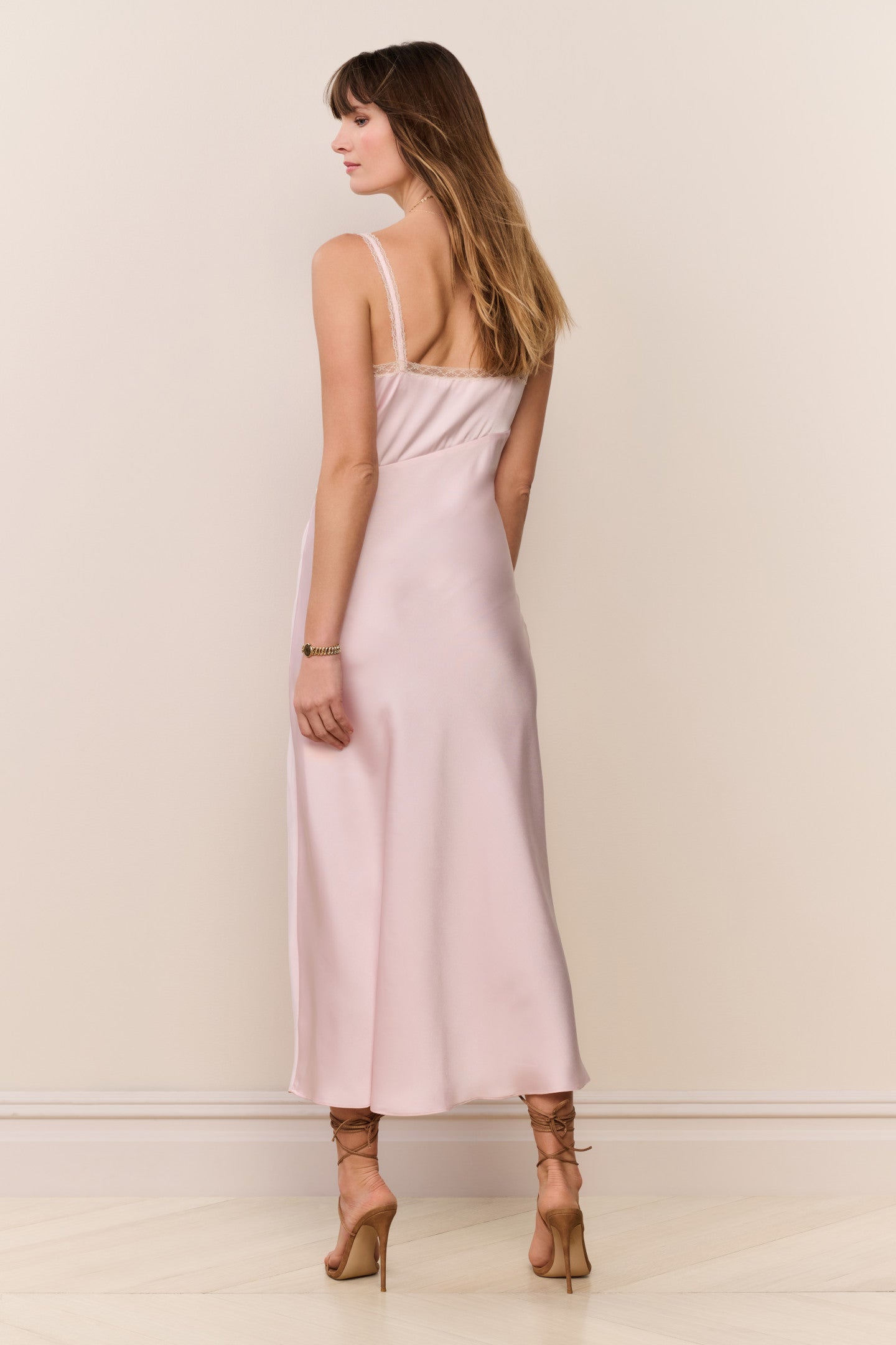 Annabeth Embroidered Satin Midi Dress