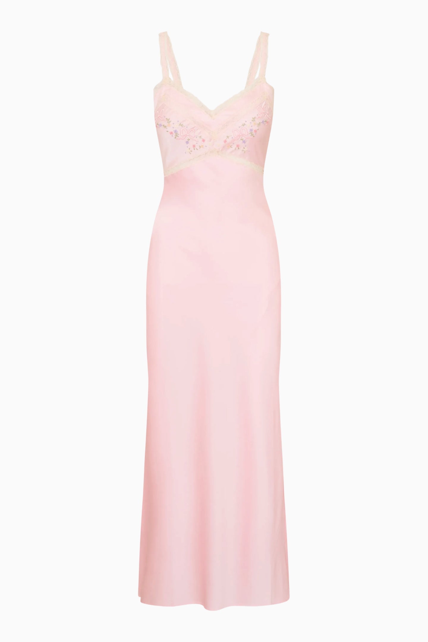 Annabeth Embroidered Satin Midi Dress