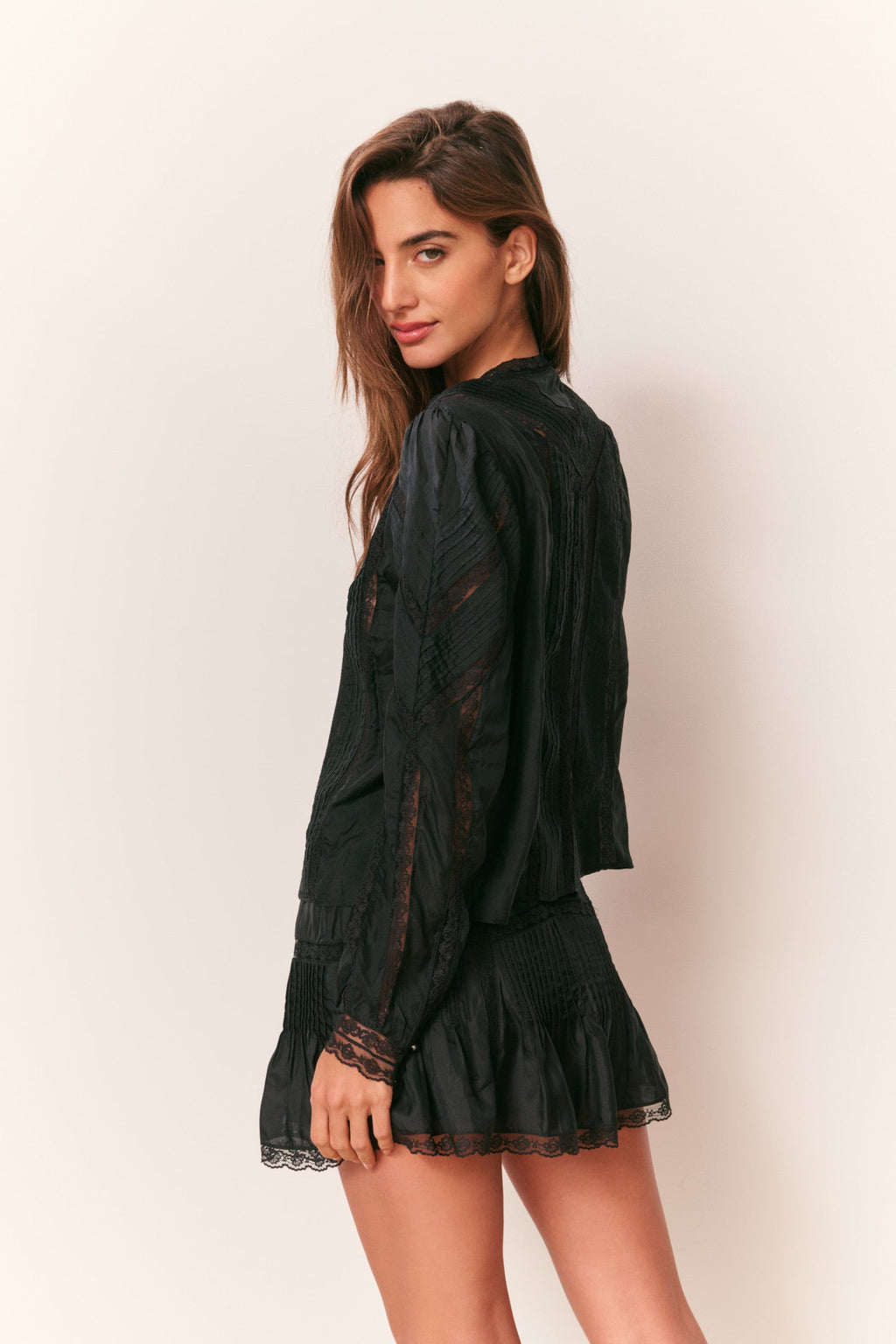 Willia Silk Lace-Detailed Mini Skirt