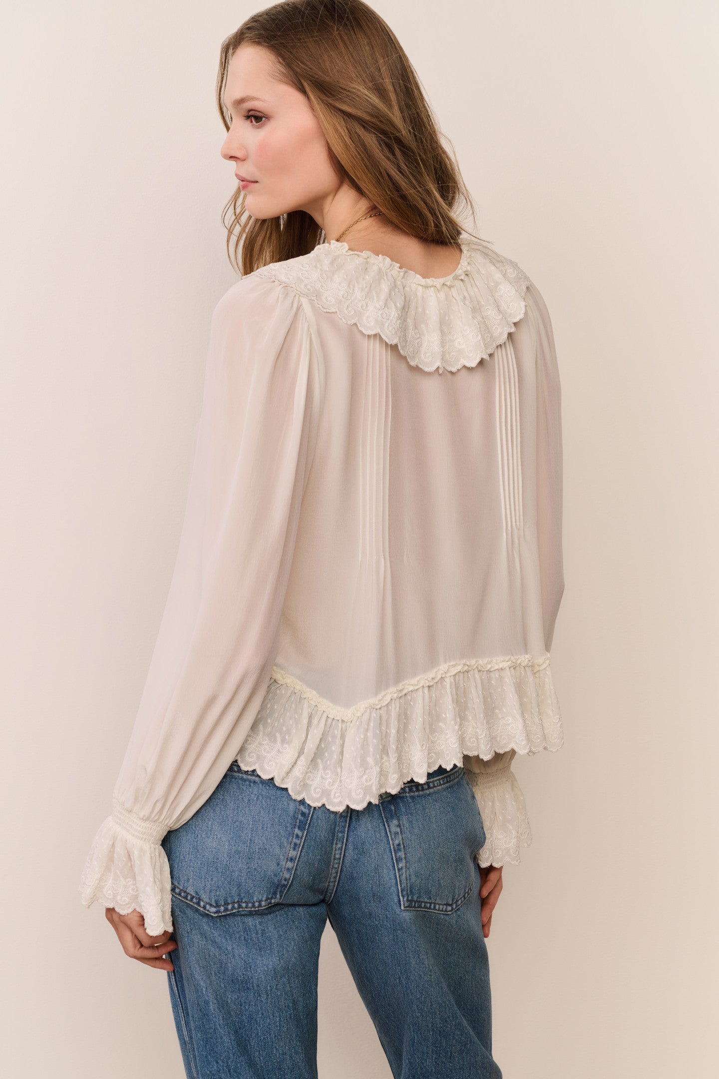 Avee Silk Ruffle Blouse
