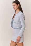 Azula Denim-Trimmed Tweed Jacket