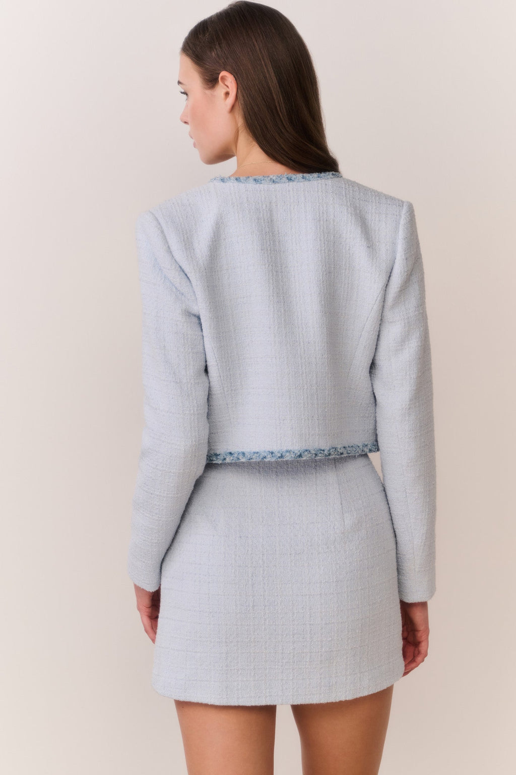 Azula Denim-Trimmed Tweed Jacket