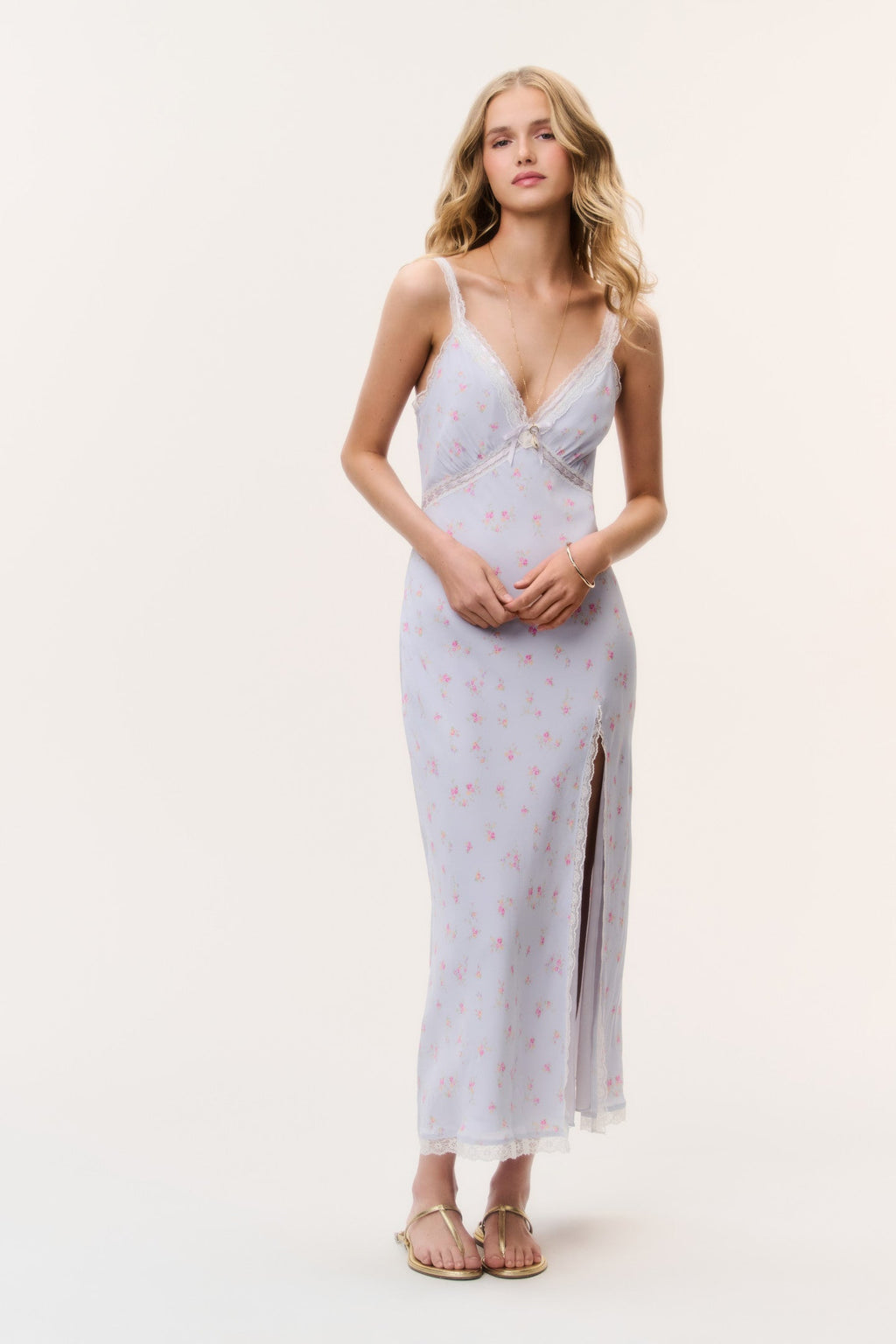 Beverly Floral Midi Dress - PERIWINKLE MOON