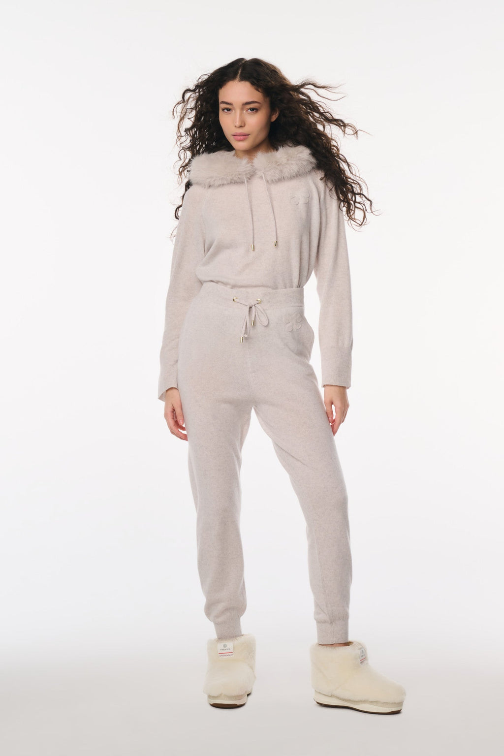 LoveShackFancy x MAX&MOI Wool-Cashmere Faux Fur Hoodie