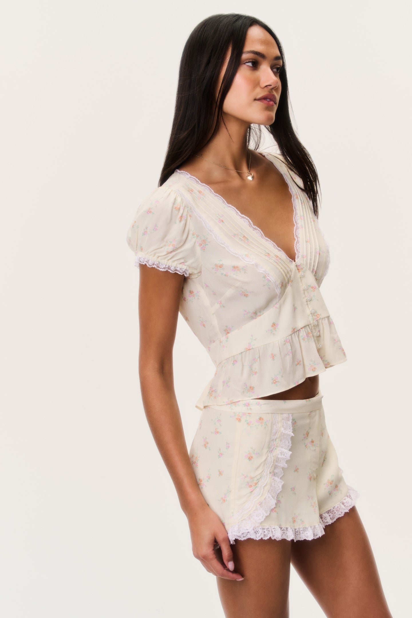 Adina Lace-Trimmed Floral Shorts