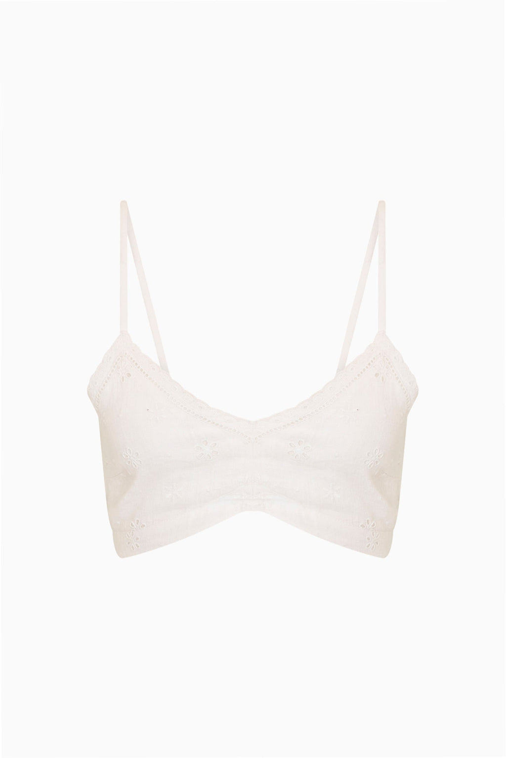 Brynnette Eyelet Linen Bralette Top