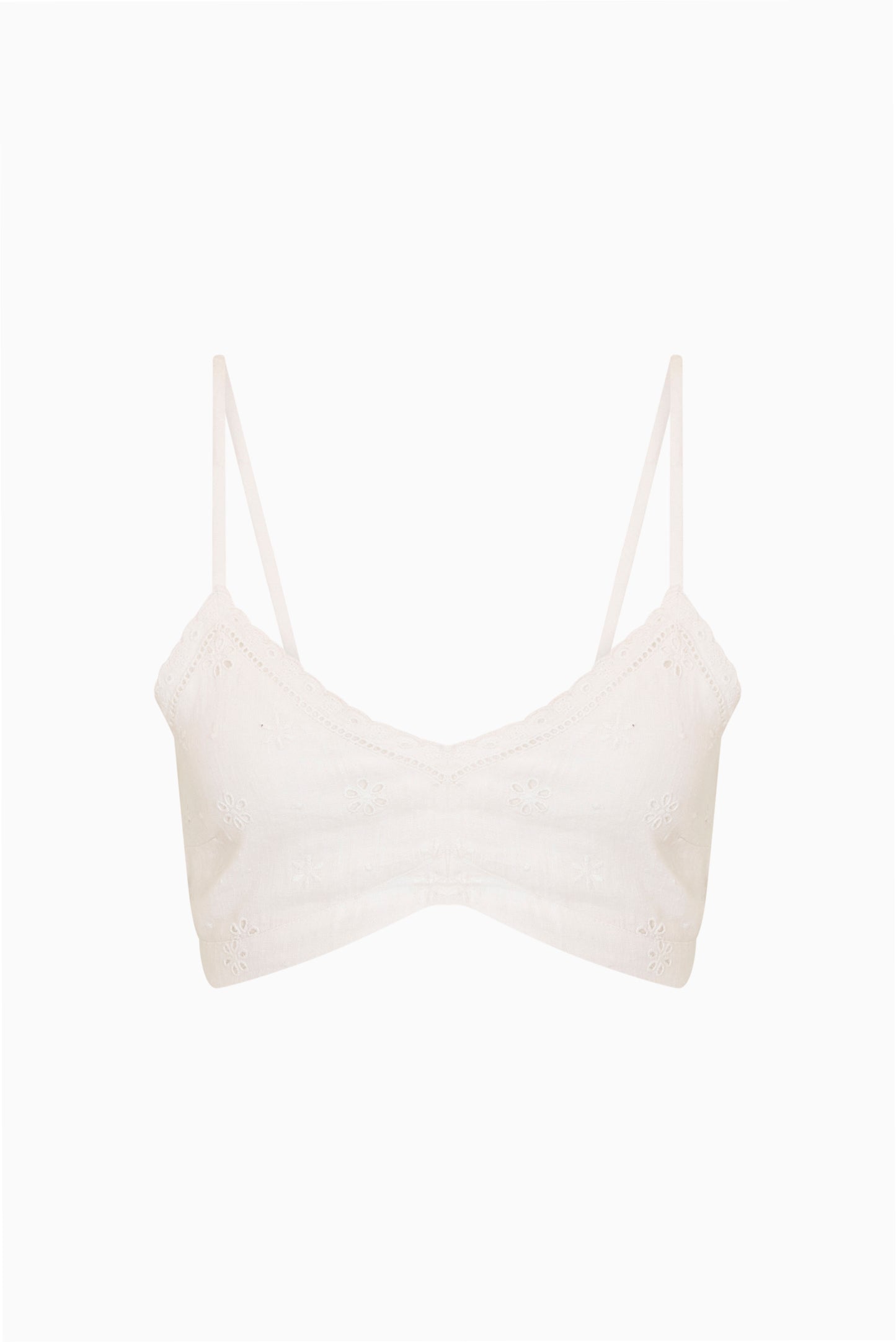 Brynnette Eyelet Linen Bralette Top