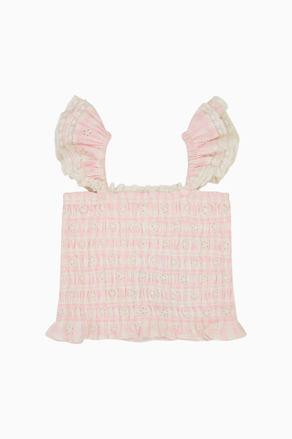 Girls Caspia Eyelet Gingham Top