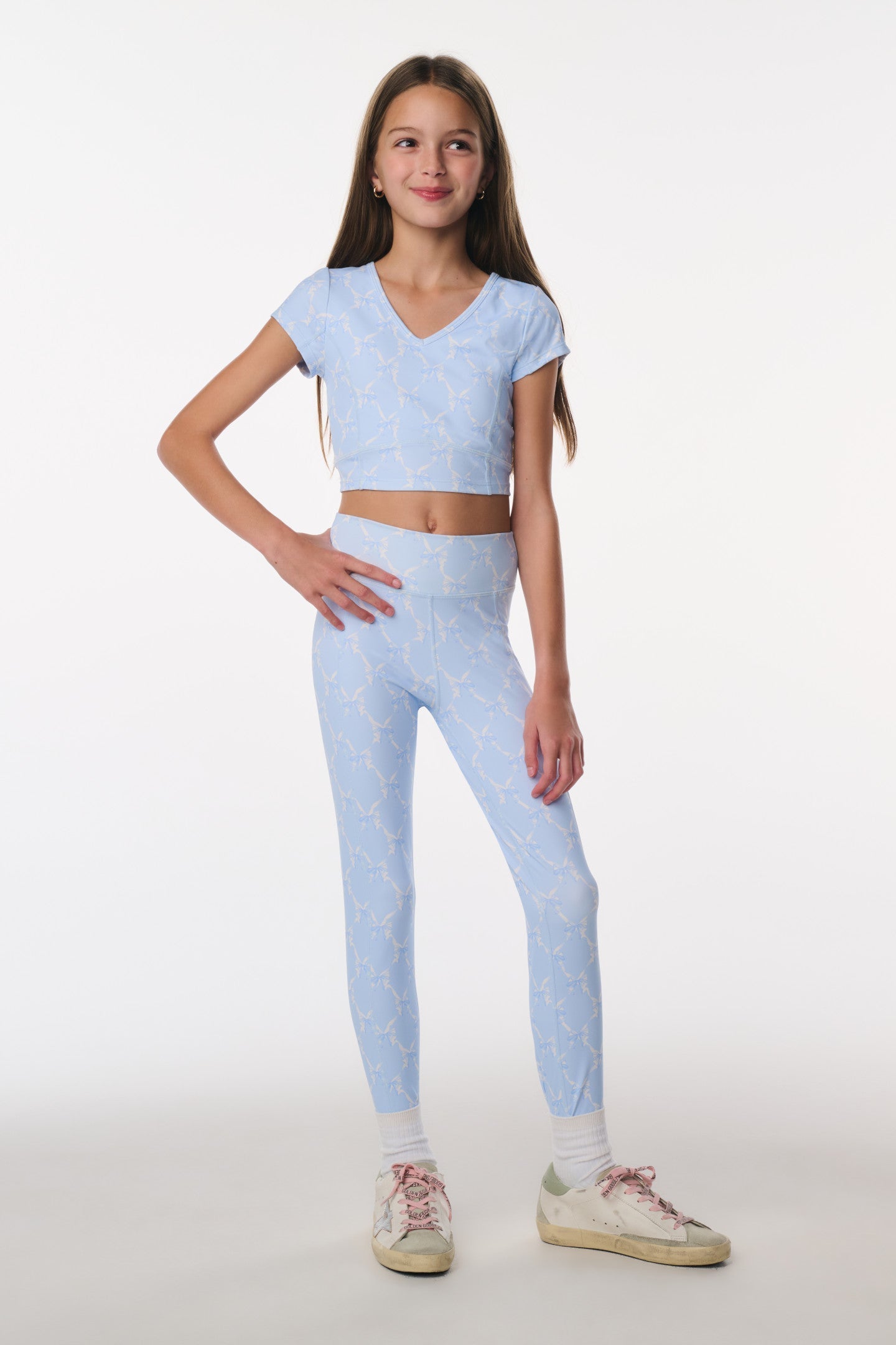 Tween Cherrily Bow Print Active Top