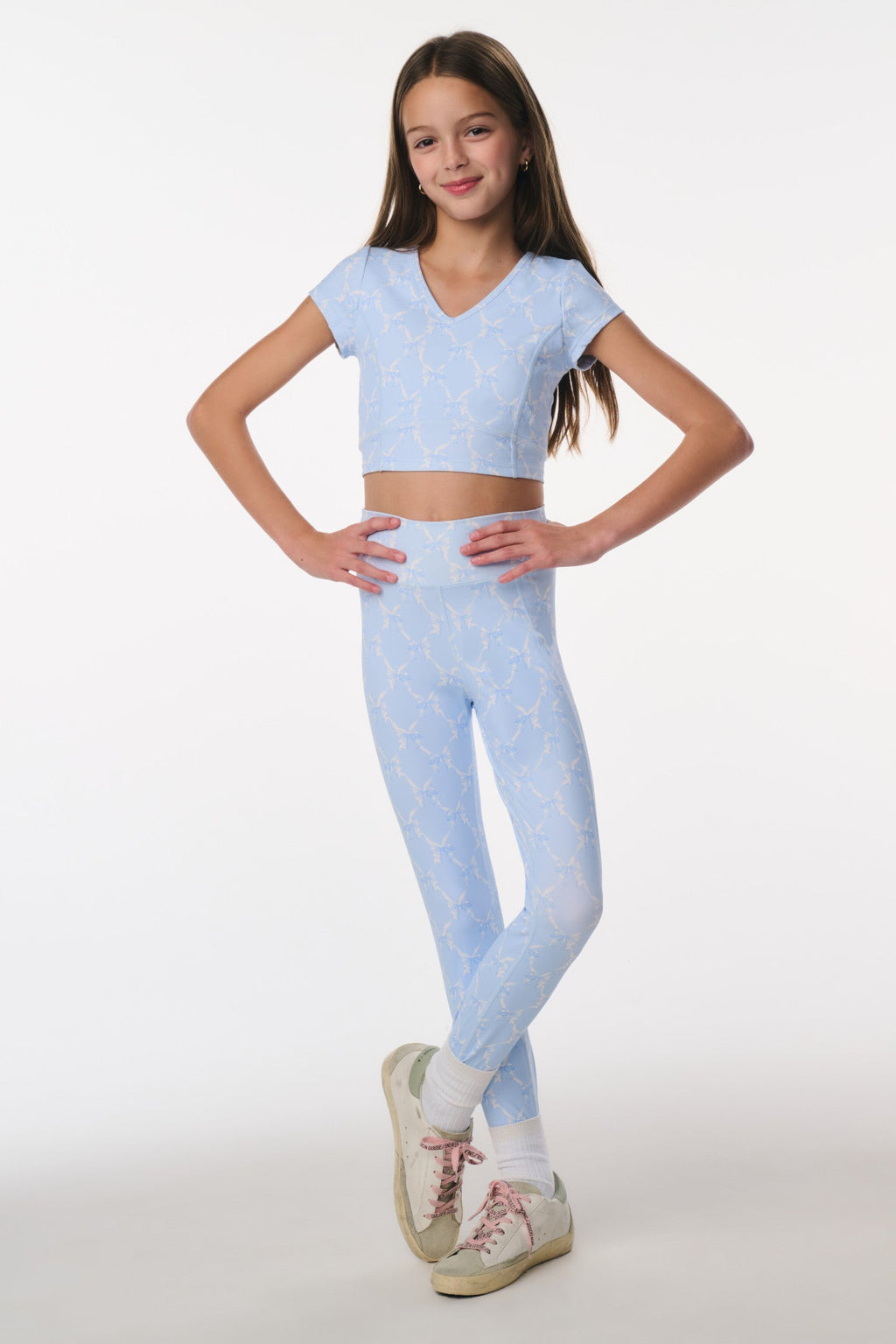 Tween Cherrily Bow Print Active Top