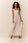 Lovelace Banded Bow Sheer Maxi Dress