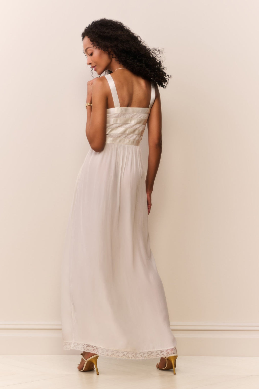Lovelace Banded Bow Sheer Maxi Dress
