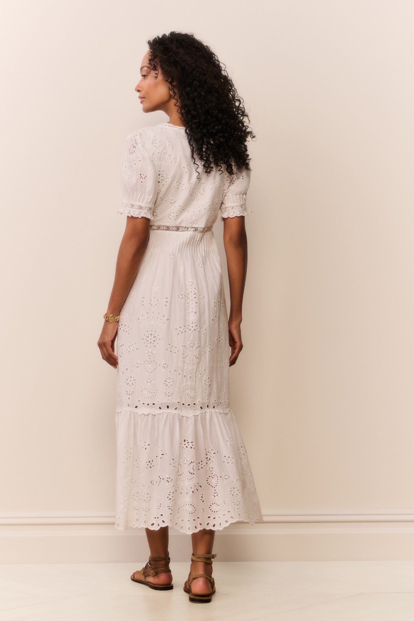 Tarragon Cotton Bandana Eyelet Midi Dress