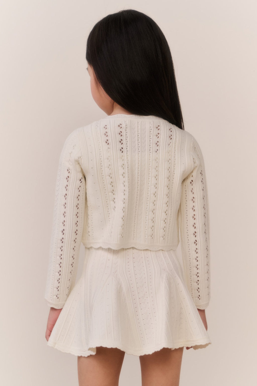 Little Girls Emlynn Pointelle Cardigan - WHITE TEA