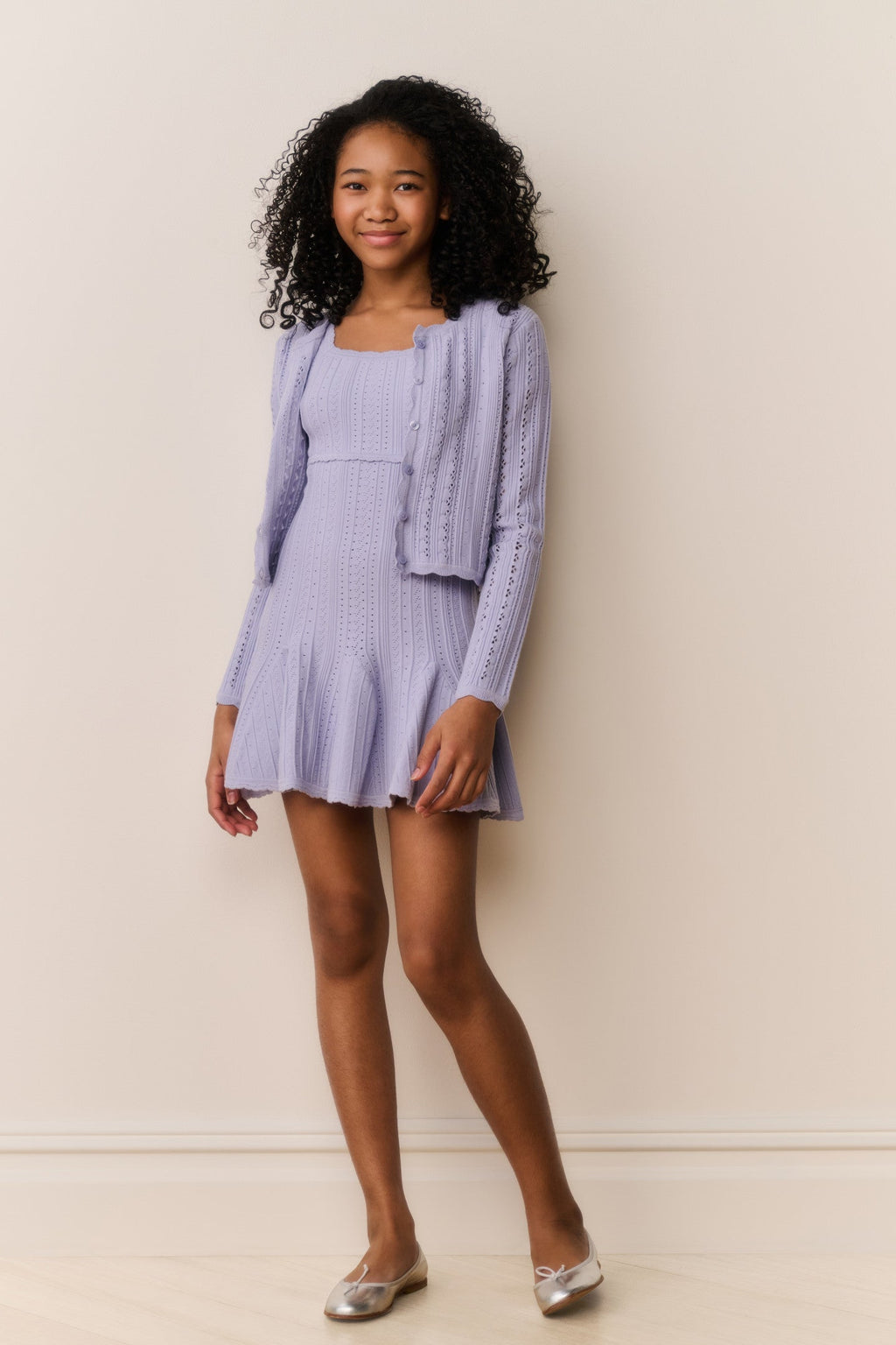 Tween Emlynn Stretch Pointelle Cardigan