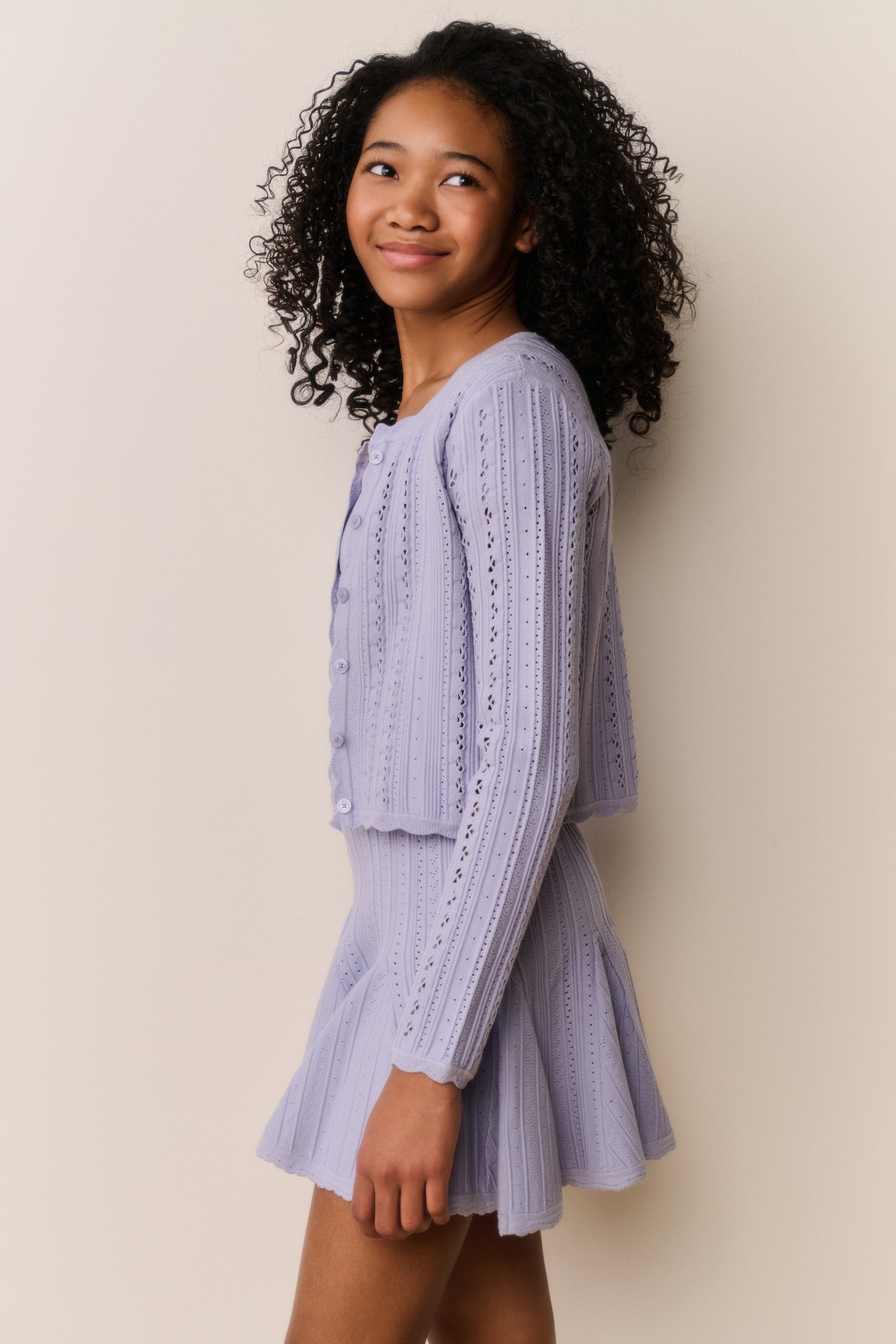 Tween Emlynn Stretch Pointelle Cardigan
