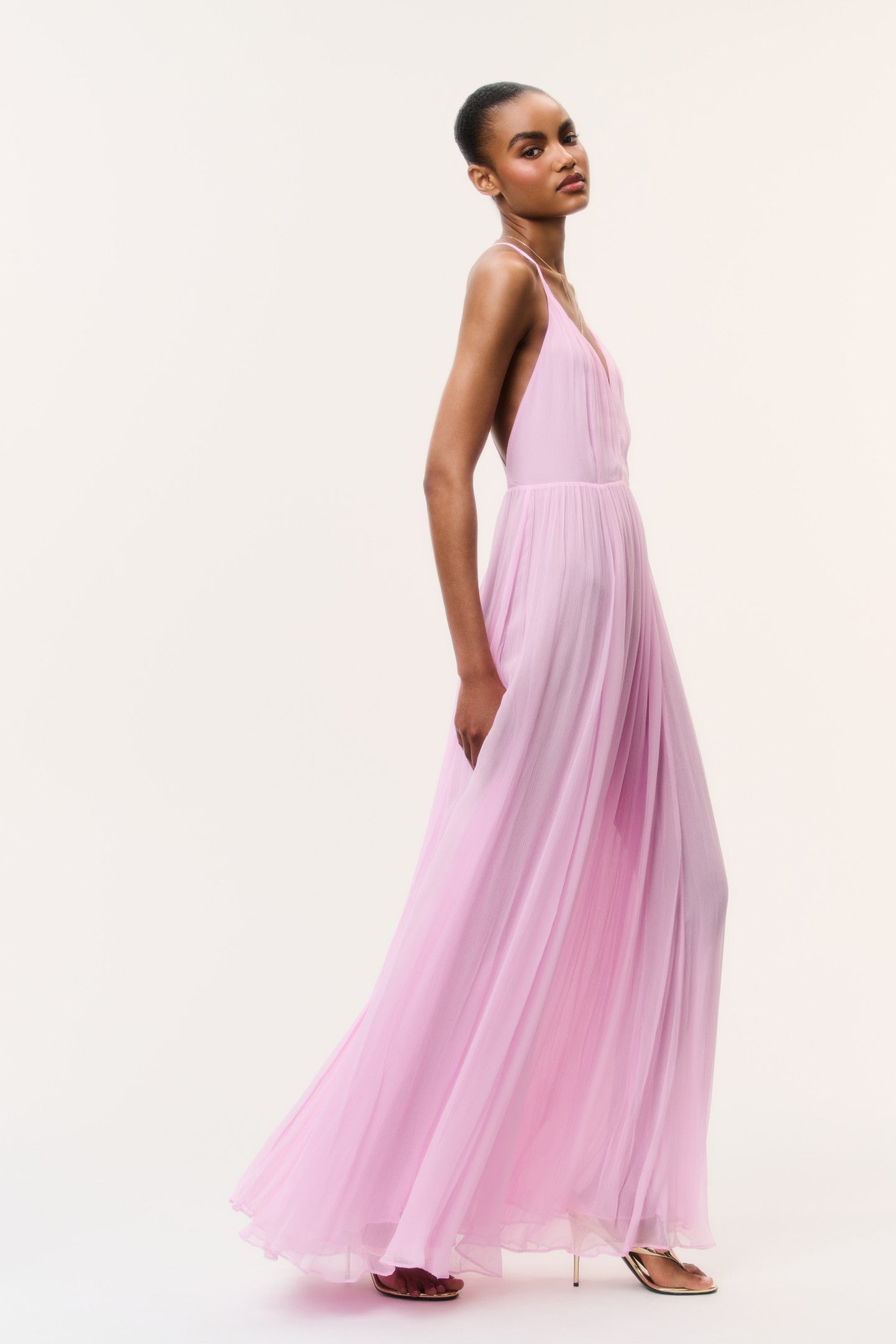 Dayna Chiffon Open Back Maxi Dress