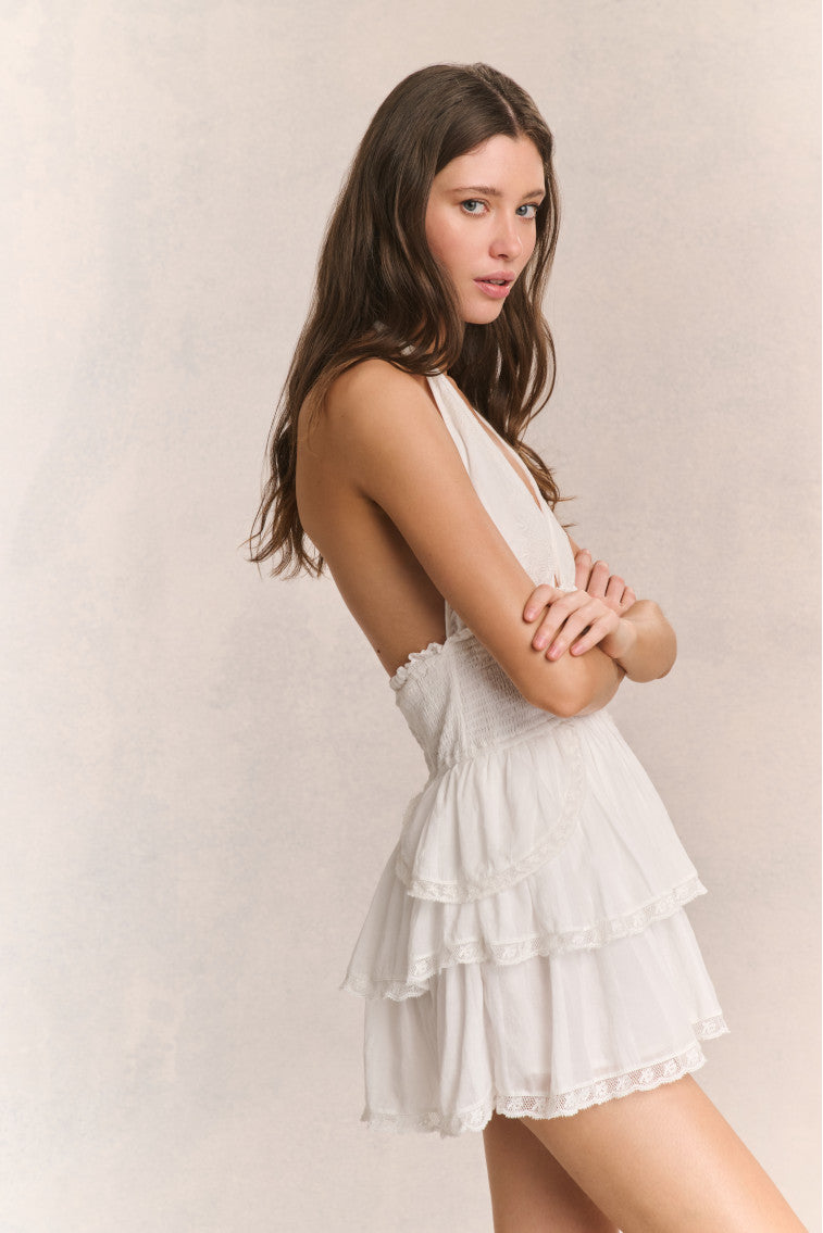 Deanna Halter Mini Dress - TRUE WHITE