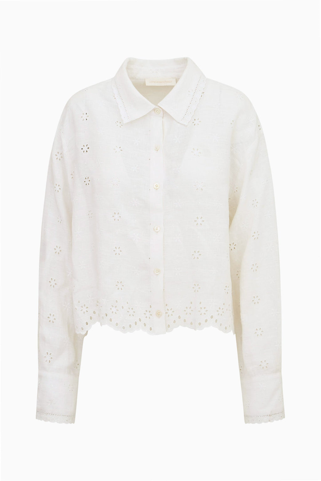 Delano Eyelet Linen Button-Up Top