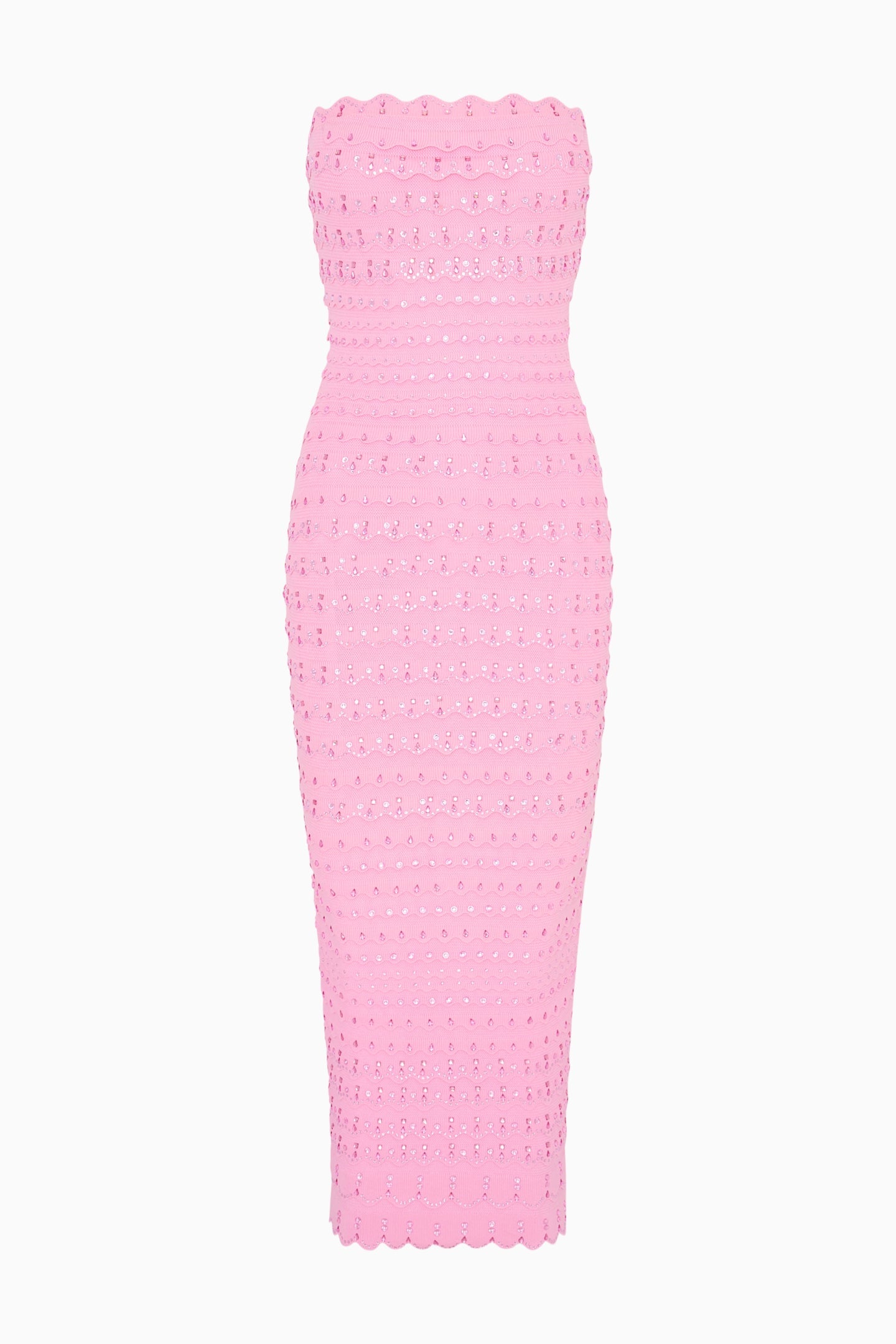 Eclipse Rhinestone Scallop Bandage Dress
