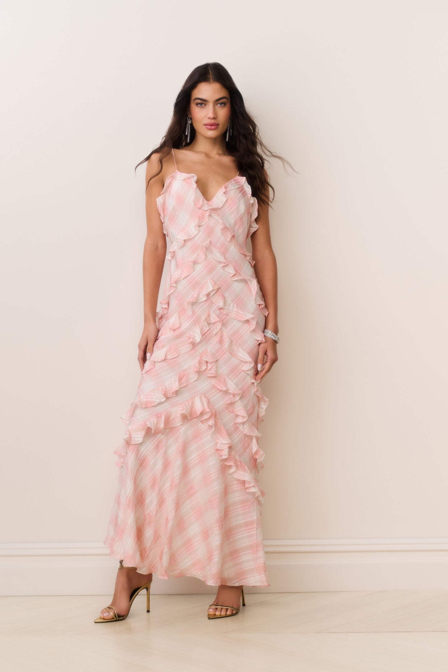 Ellietta Tartan Ruffle Maxi Dress