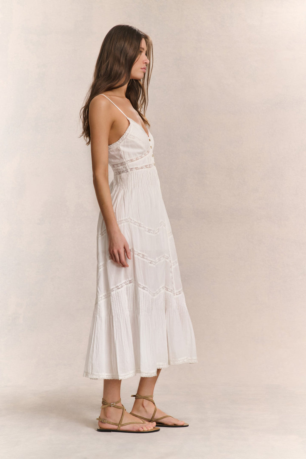 Esilda Heritage Cotton Midi Dress - TRUE WHITE
