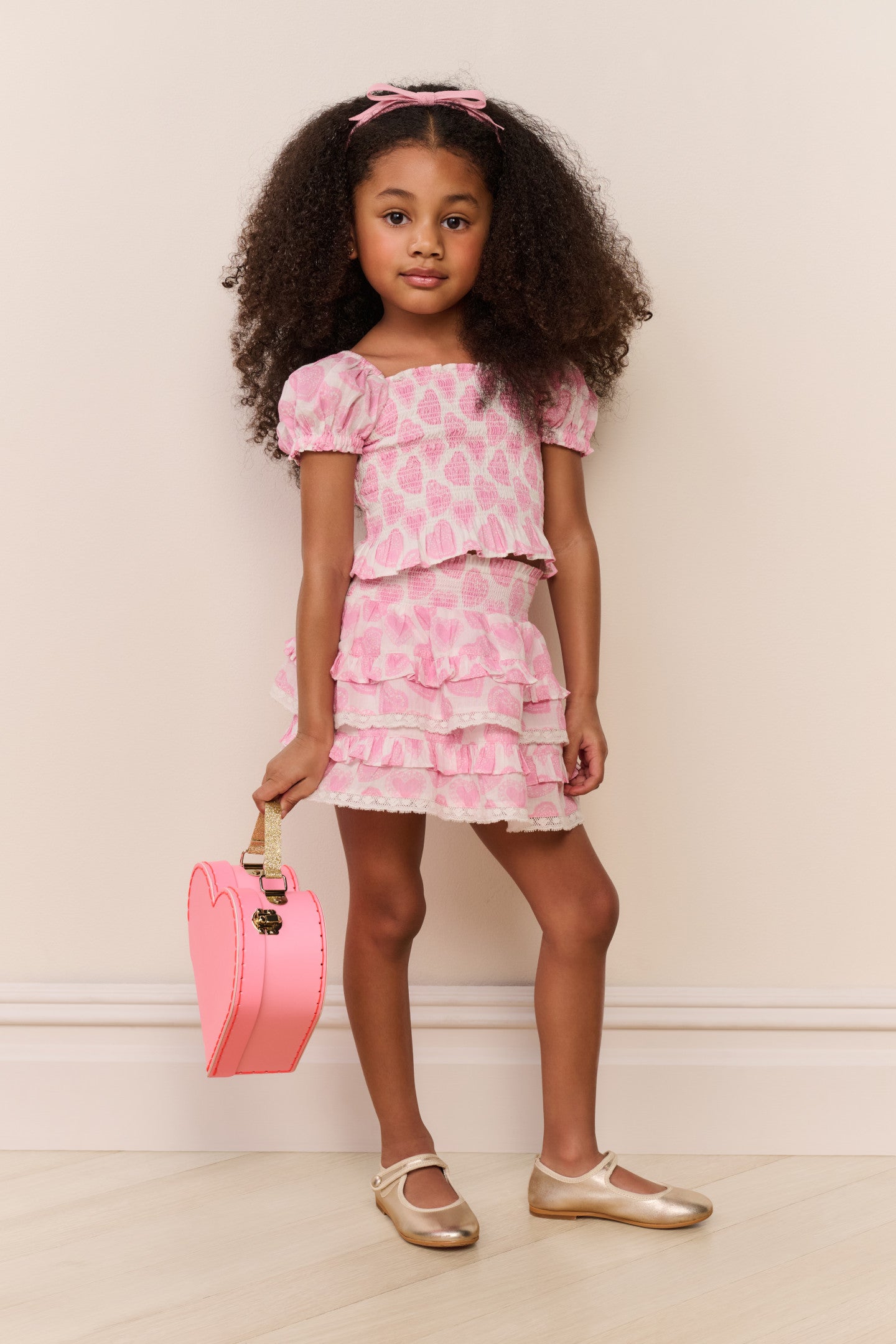 Little Girls Billie Heart Print Skirt