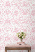 Fairytale Toile Peony Pink Wallpaper