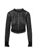 Etheline Crochet Lace Long Sleeve Top - BLACK