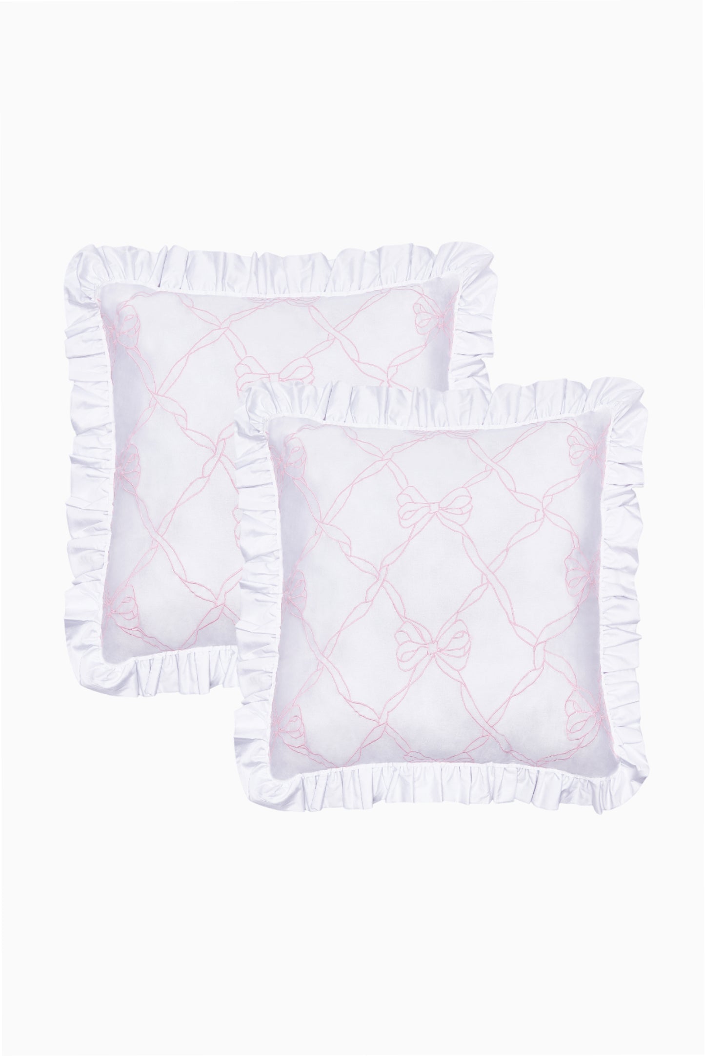 Garden Bow Ruffle Euro Pillow Sham Set Of 2 - ROSEWATER