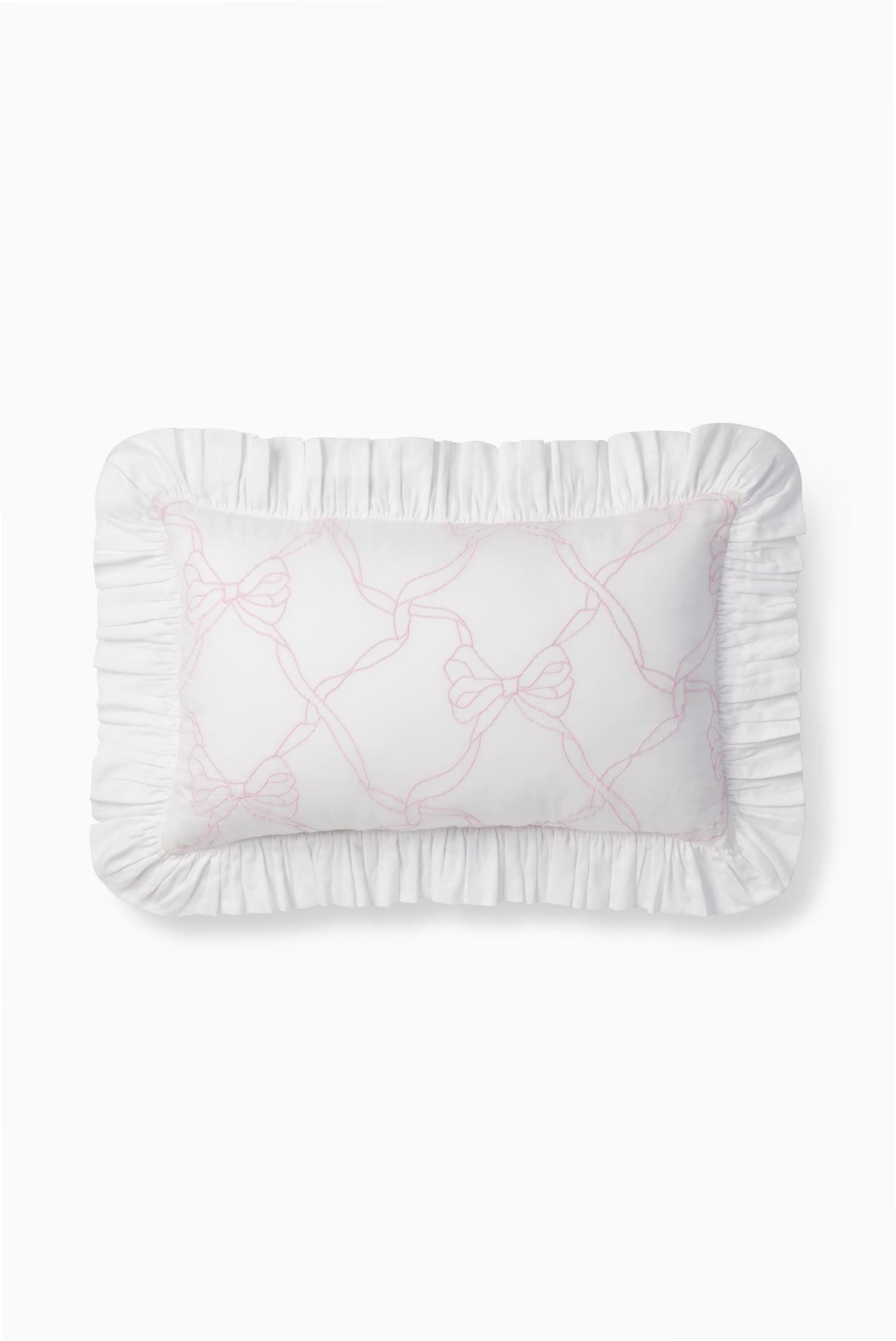Garden Bow Ruffle Throw Pillow - ROSEWATER