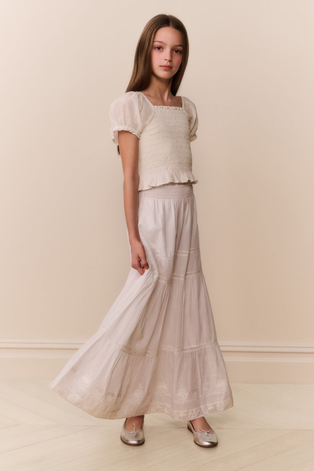 Tween Cotton Tiered Sampaio Maxi Skirt