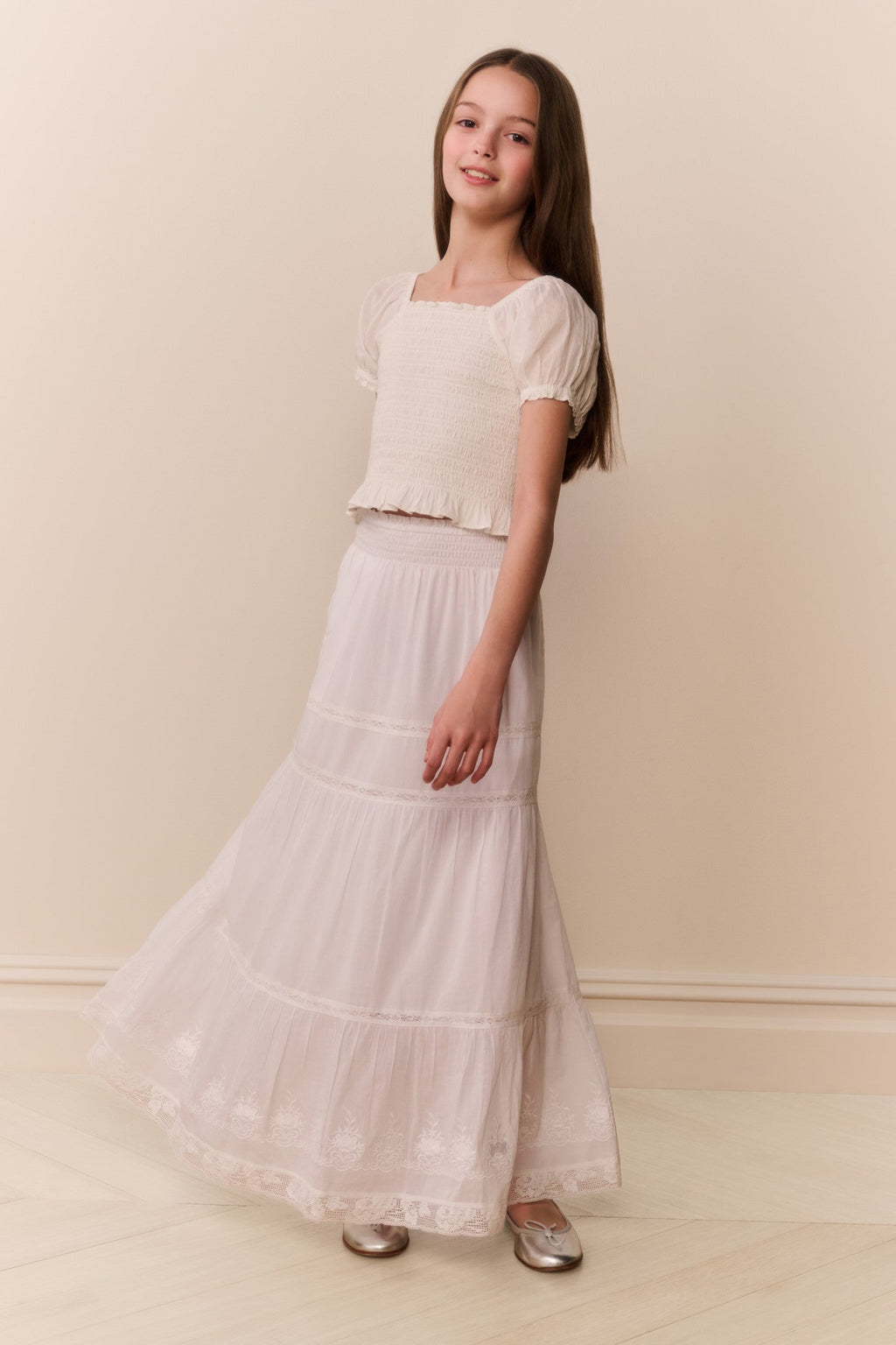 Tween Cotton Tiered Sampaio Maxi Skirt
