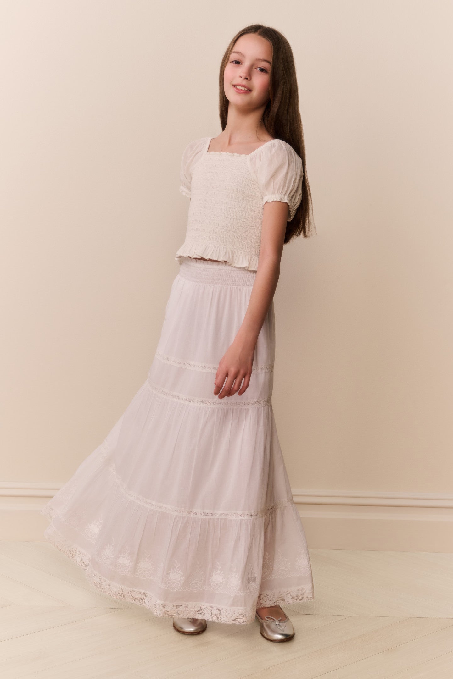 Tween Cotton Tiered Sampaio Maxi Skirt