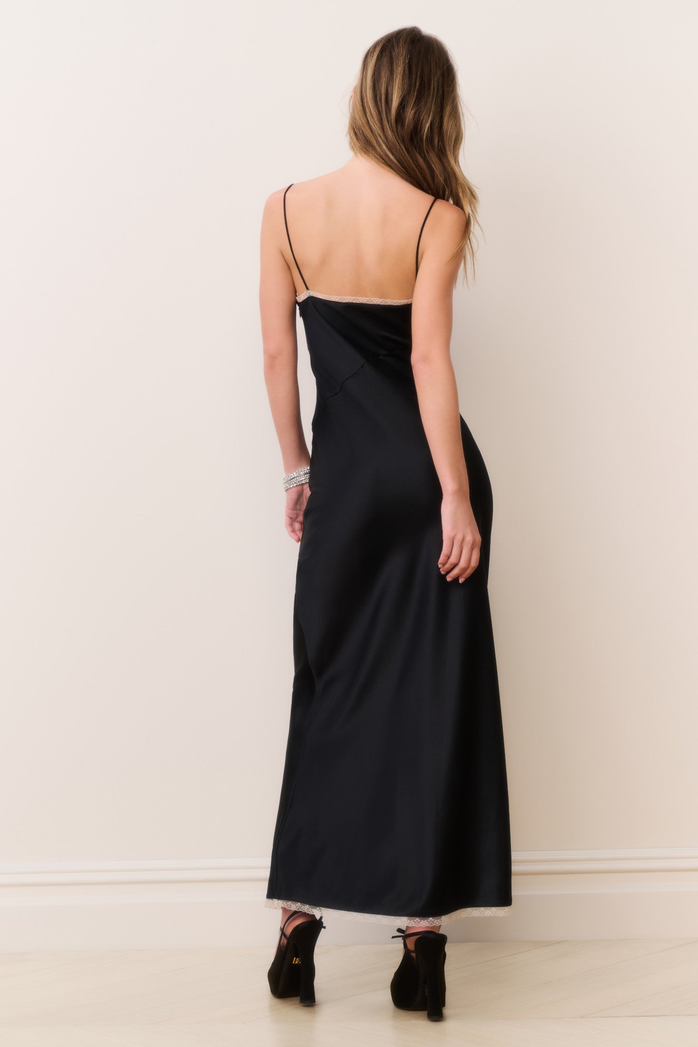 Isolie Lace Bow Crepe Maxi Dress