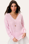 Jessanna Linen-Cotton Cable Knit Pullover