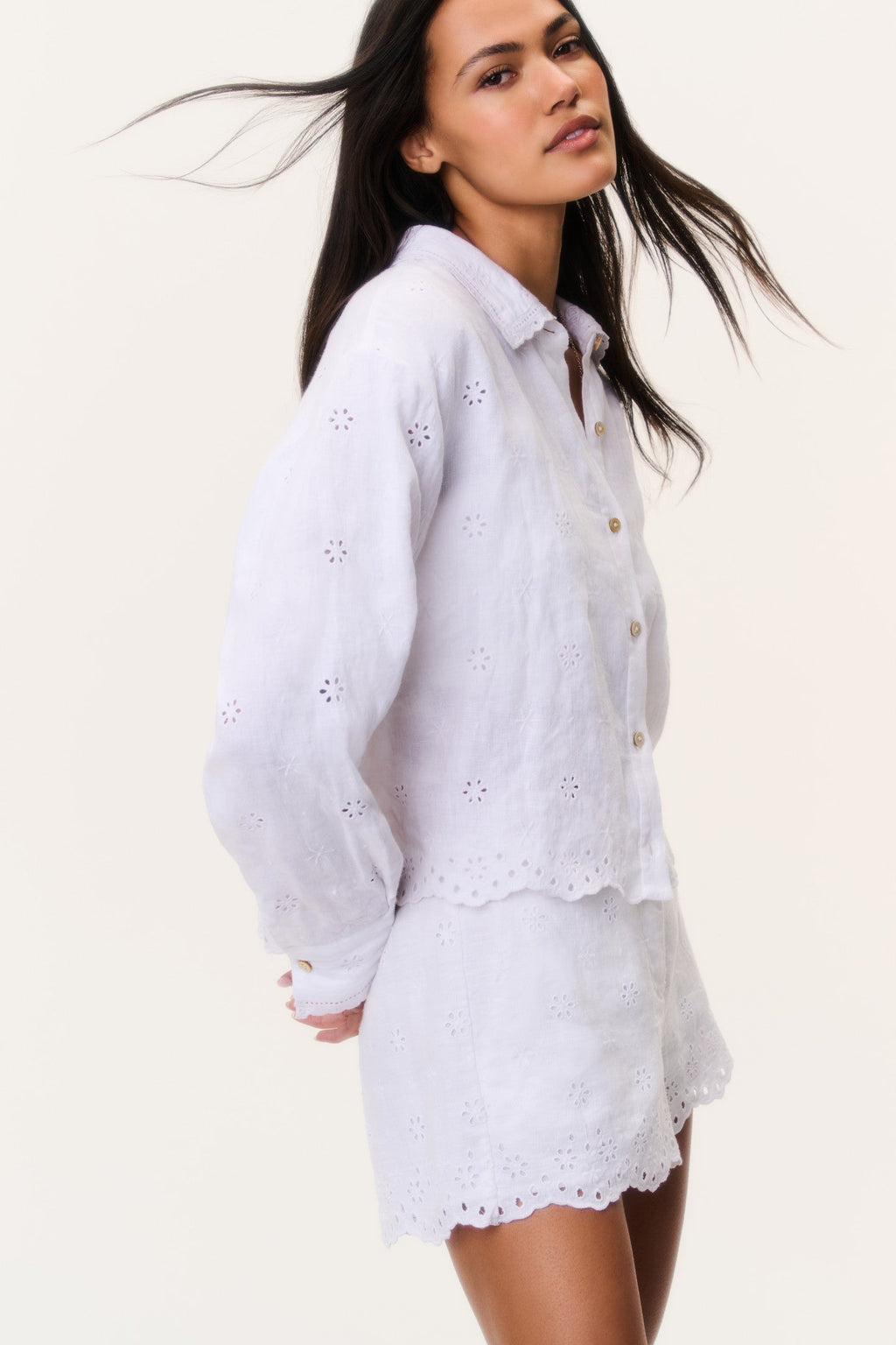 Jodine Eyelet Linen Shorts