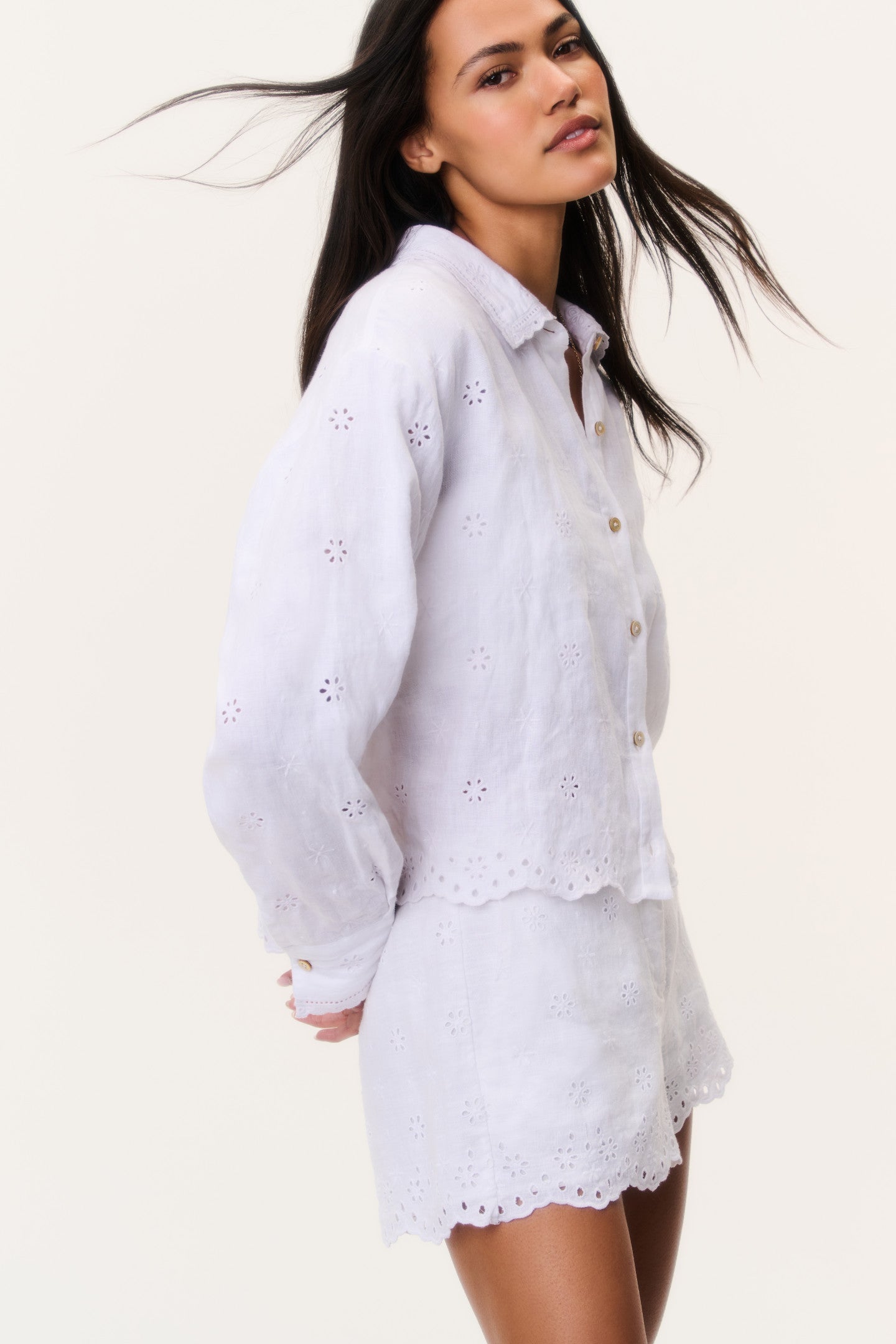 Jodine Eyelet Linen Shorts