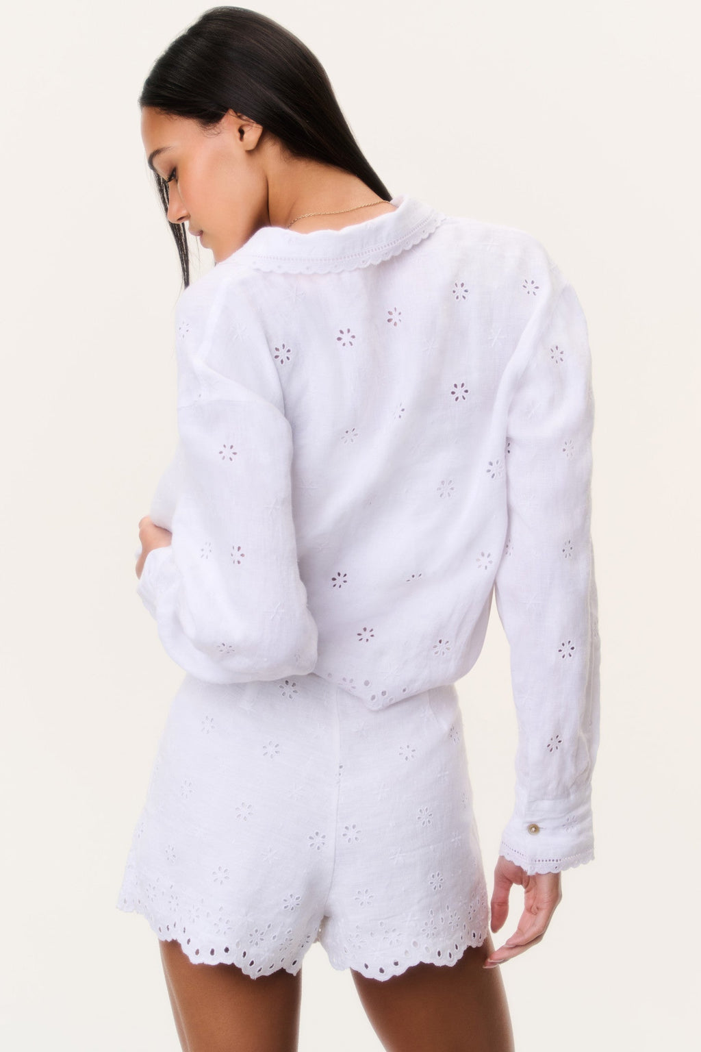 Jodine Eyelet Linen Shorts