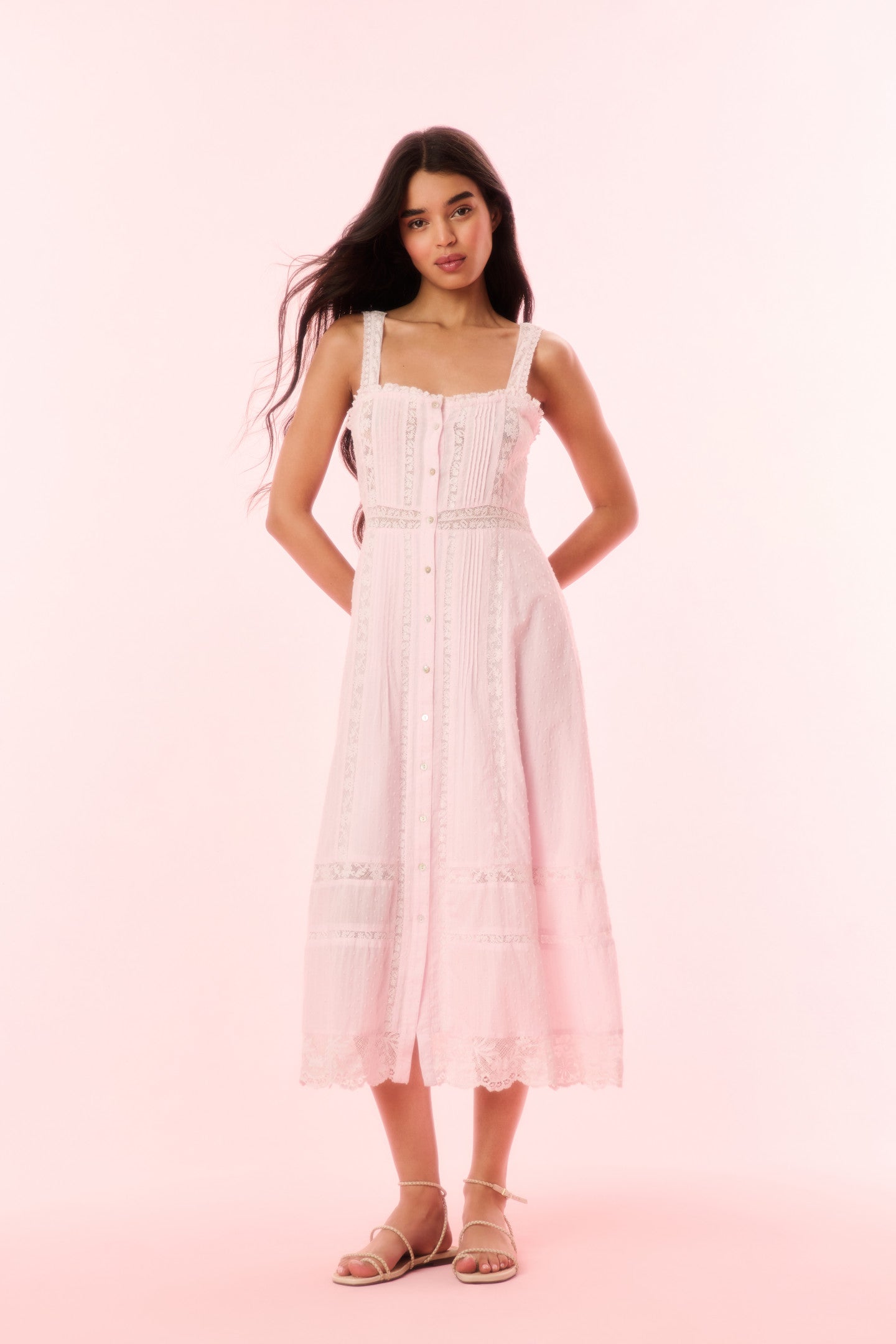 Judalon Cotton Midi Dress - BALLERINA PINK