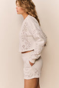 Abrah Bandana Eyelet Fleece Shorts