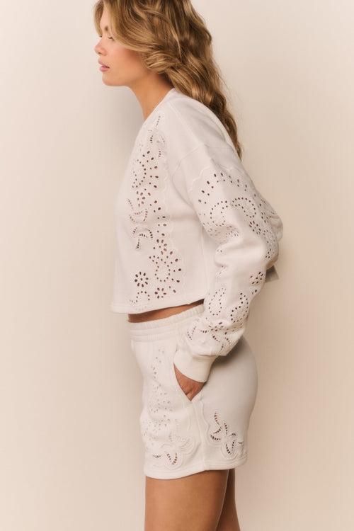 Abrah Bandana Eyelet Fleece Shorts