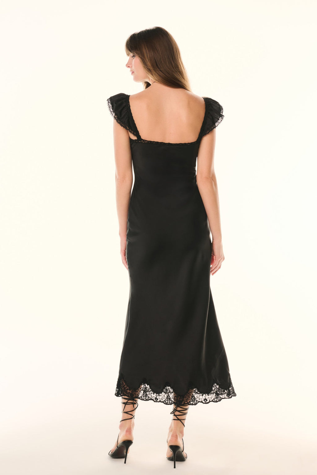 Karmine Lace Ruffled Sleeve Slip Dress