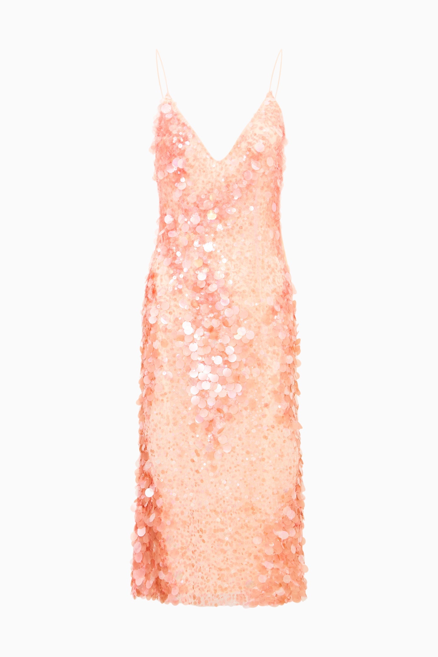 Kayleen Peach Sequin Midi Dress