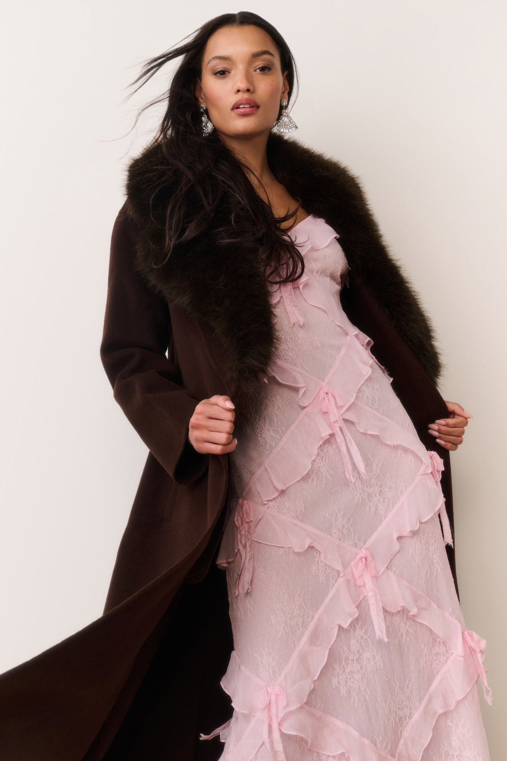 Kenzia Faux Fur Collar Wool Coat