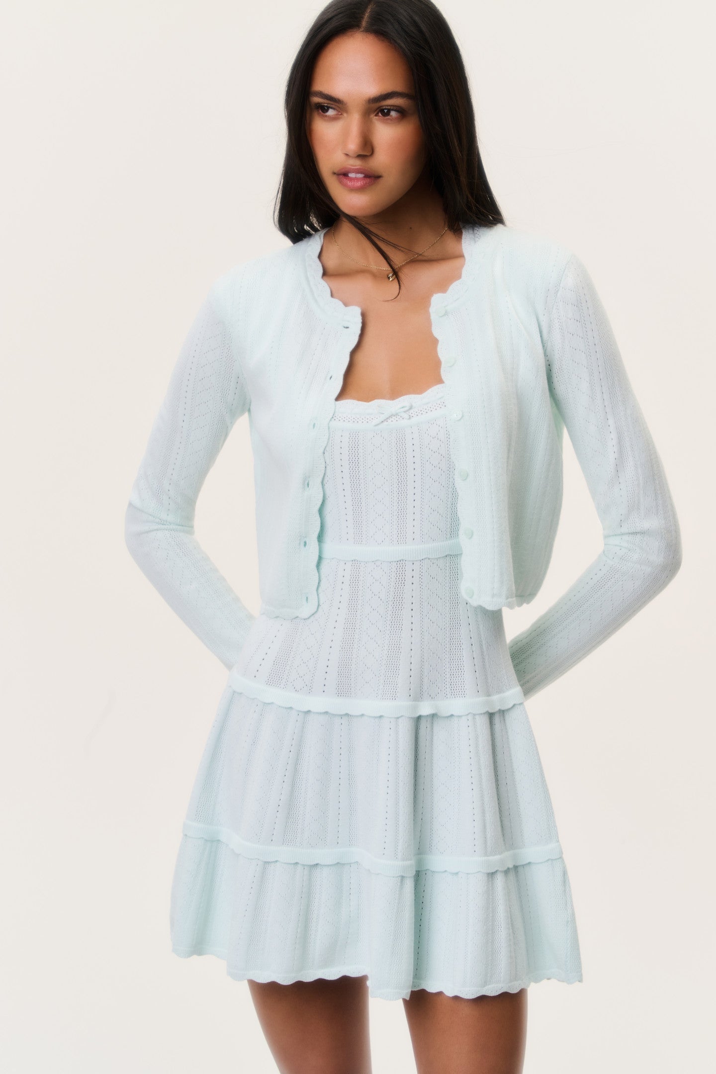 Nadiya Stretch Pointelle Cardigan - DUSTY LAGOON