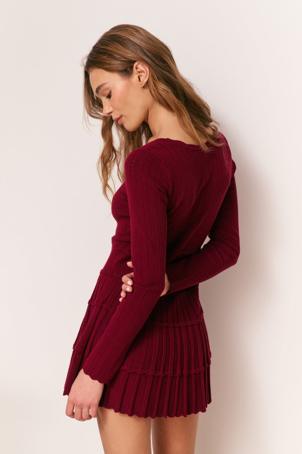 Lavender Stretch Pointelle Mini Dress - SPICED BERRY