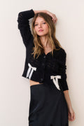 Lilly Alpaca-Blend Bow Cardigan - MIDNIGHT ICE