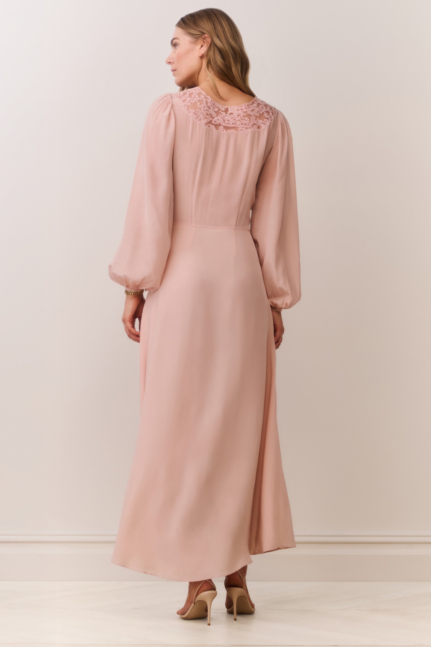 Lina Silk Lace-Trimmed Maxi Dress
